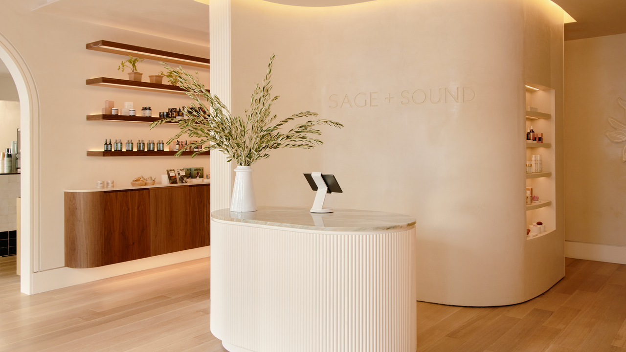 wellness studio, white front desk reception