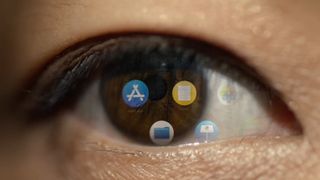 An eye looking at app icons on the Apple Vision Pro