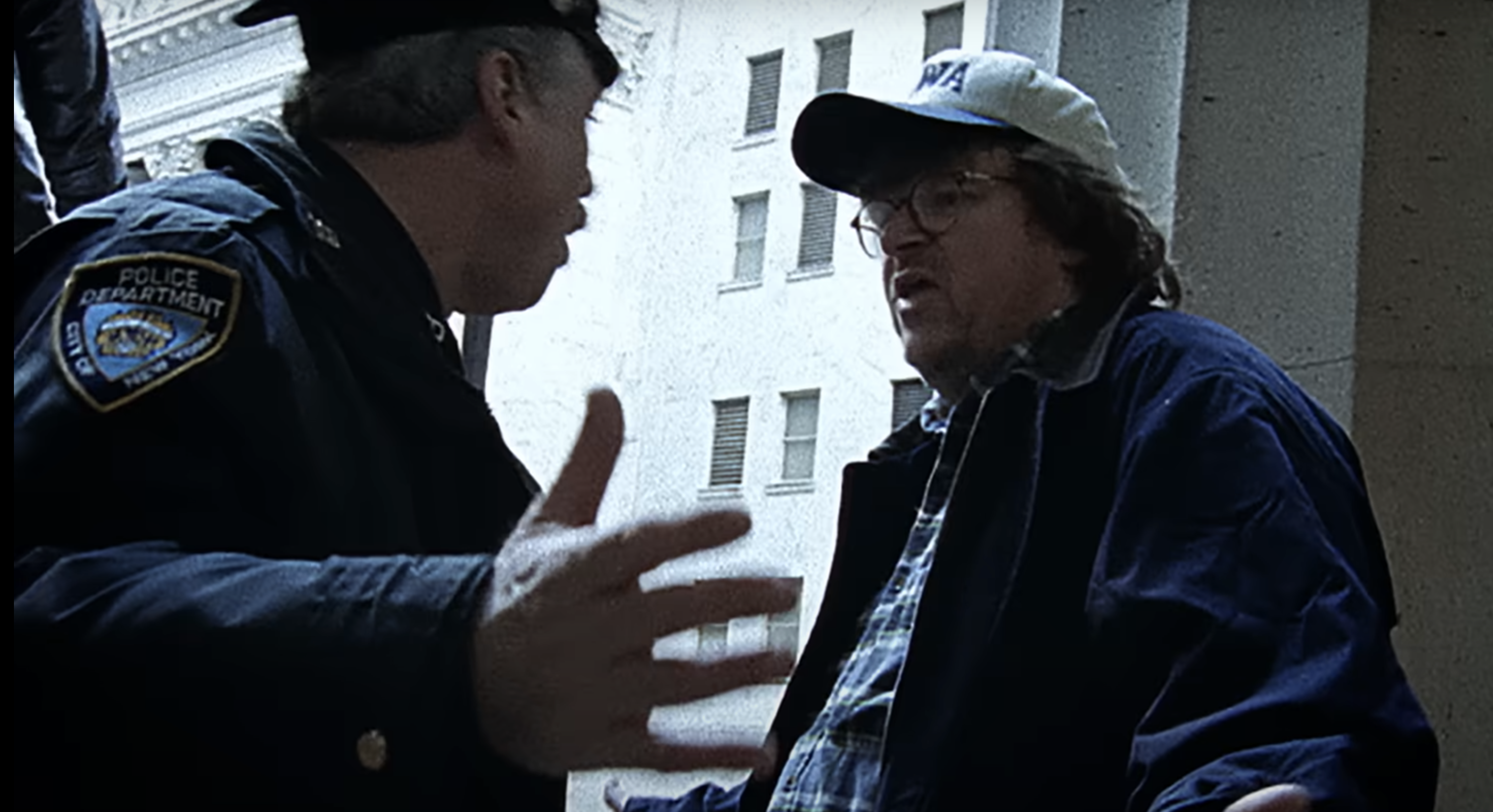 Michael Moore negotiating with police