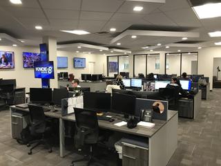The 4,000-square foot new newsroom includes a workspace for reporters, producers and managers, green room area, sports office and the new TMP control room