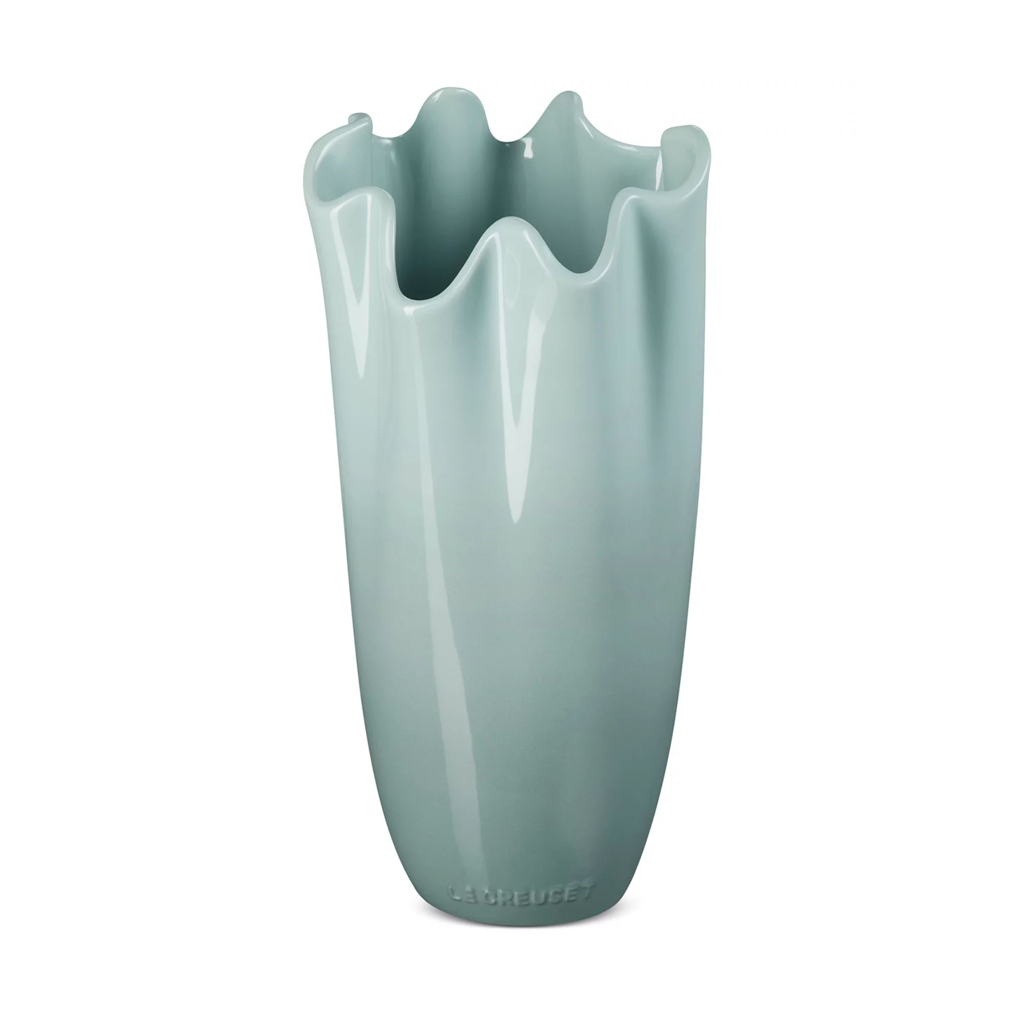 Ruffle Le Creuset vase in pale blue