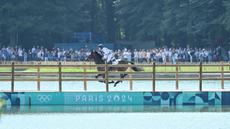 Great Britain remains in the gold medal position following the Olympic cross-country today. Pictured Britain's Tom McEwen and JL Dublin.