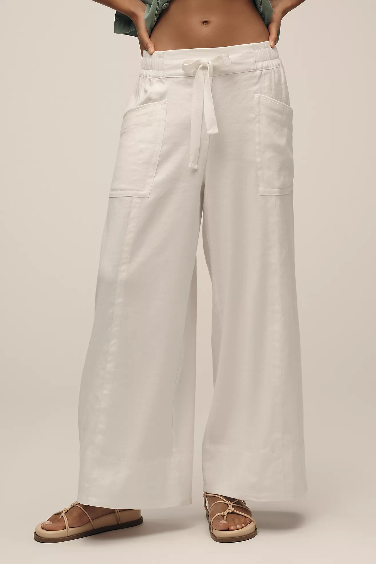 Maeve Tie-Waist Wide-Leg Pants: Contrast-Stitch Edition