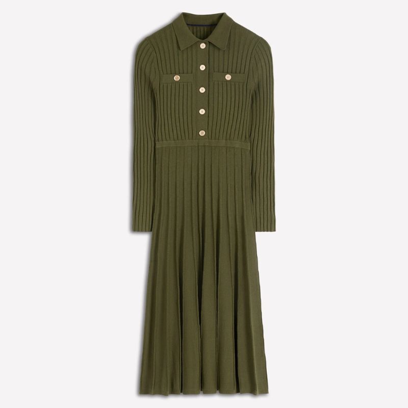 Boden knitted olive green midi dress