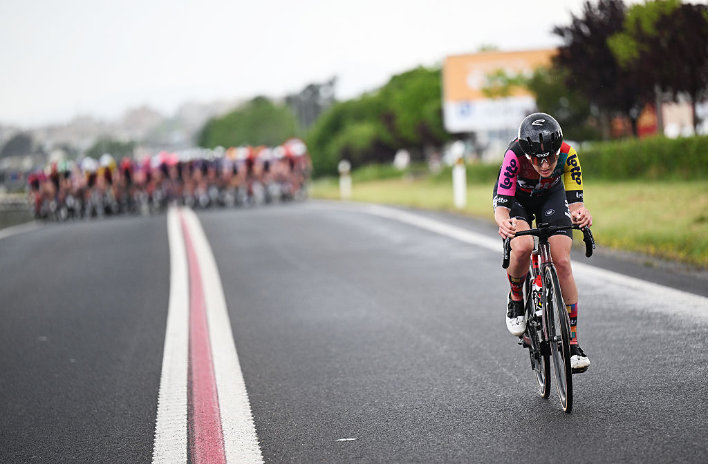 SANT BOI DE LLOBREGAT SPAIN MAY 05 Lea Lin Teutenberg of Germany and Team Lotto Ladies competes during the 11th La Vuelta Femenina 2025 Stage 2 a 99km stage from Molins de Rei to Sant Boi de Llobregat UCIWWT on May 05 2025 in Sant Boi de Llobregat Spain Photo by Szymon GruchalskiGetty Images
