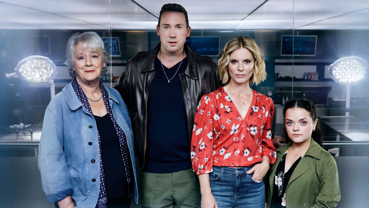 Harriet Maven (MAGGIE STEED); Jack Hodgson (DAVID CAVES); Dr. Nikki Alexander (EMILIA FOX); Kit Brooks (FRANCESCA MILLS) in Silent Witness season 28