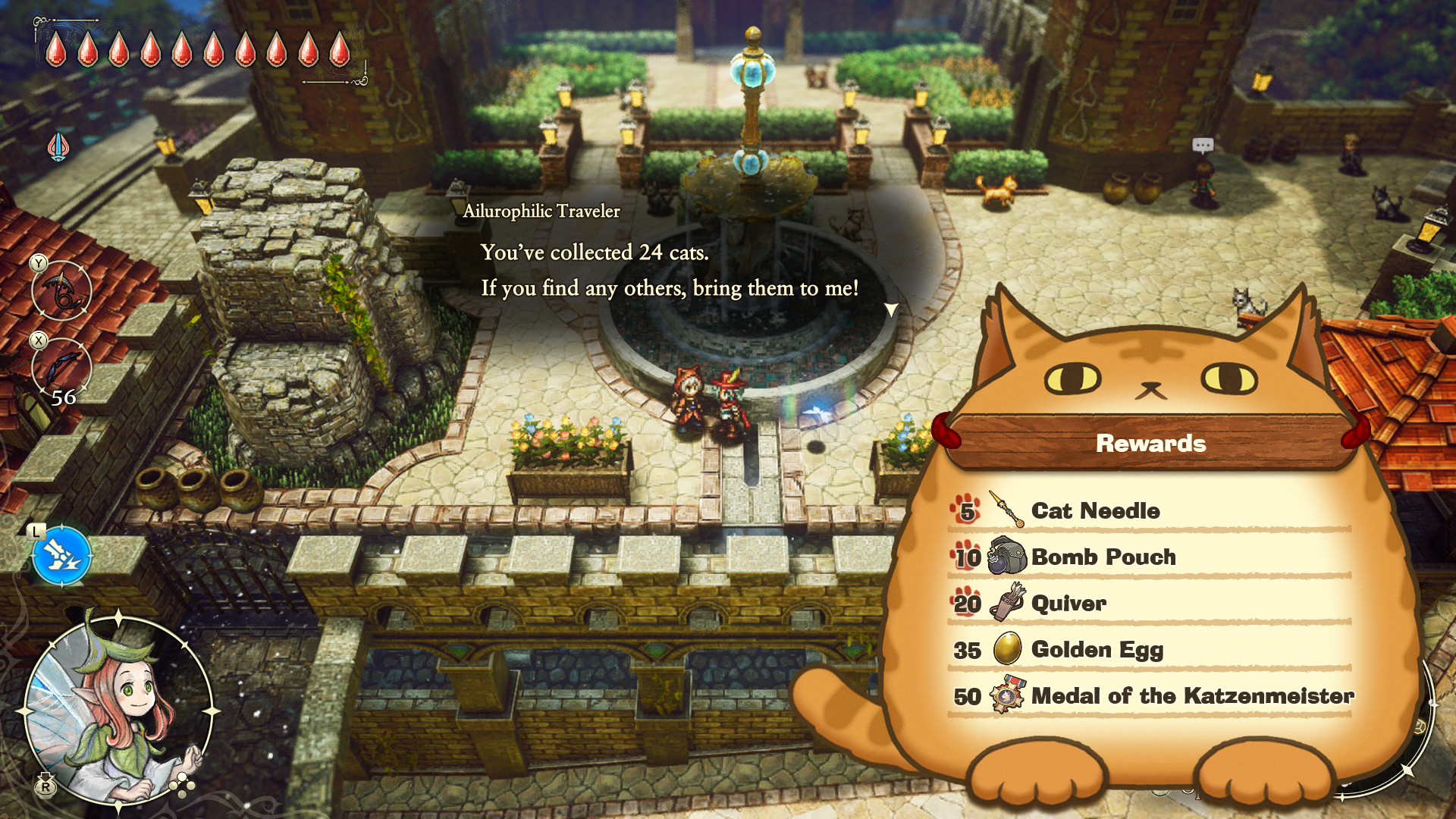 The cat collection reward screen in The Adventures of Elliot: The Millennium Tales