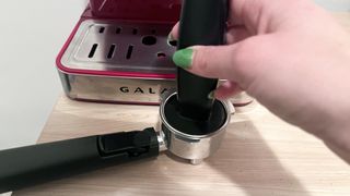 Galanz Retro Pump Espresso Coffee Machine being tested in writer's home