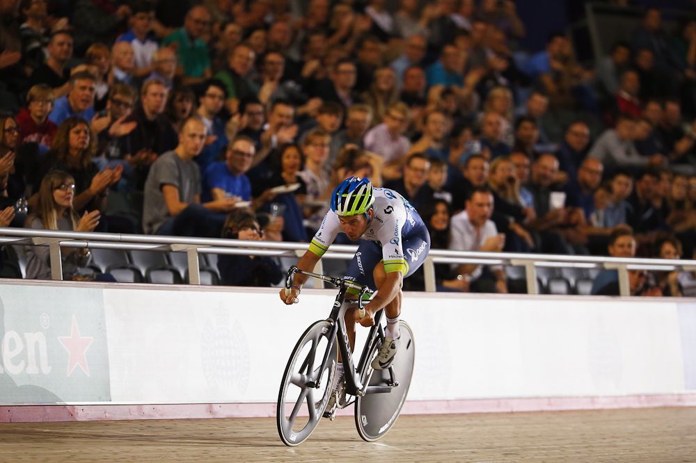 Adam Blythe (Orica-GreenEdge) during the Long Lap round of the 1878 Cup during day one of the London Six Day Race