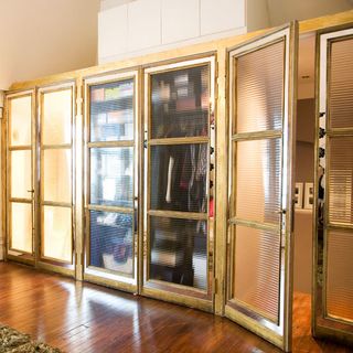 bedroom storage with glass partition