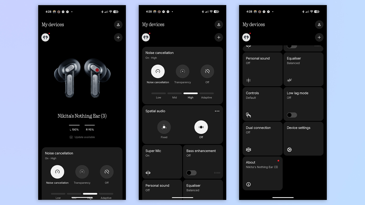 Nothing Ear 3 app screenshots