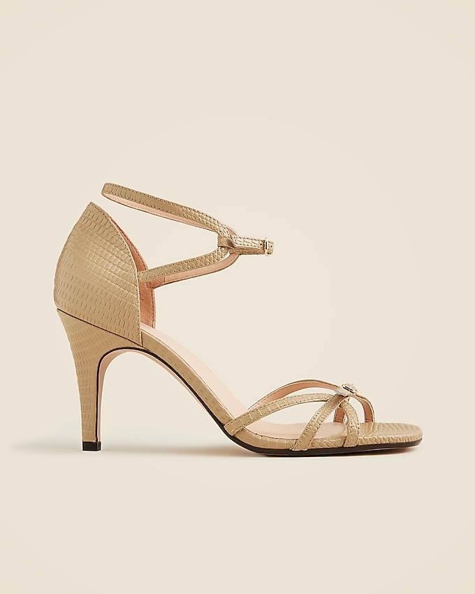 Made-In-Italy Cage-Toe Heels in Lizard-Embossed Leather