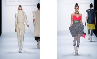 1 Model wore white dress and 1 model wore pink top, grey skirt