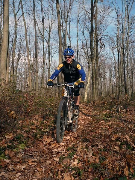 Trans-Sylvania Promoter Mike Kuhn checks out the forest in November. In May, when the race is run, it will al be bright green.
