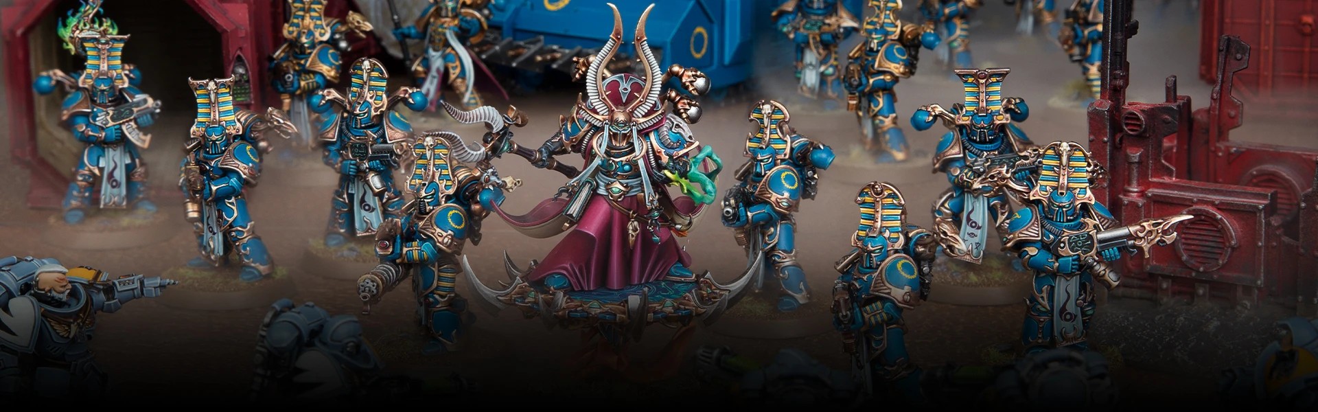 A group of Thousand Sons warriors, led by a sorcerer