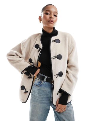 Only Faux Fur Duffle Coat in Cream