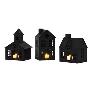 Lit Metal House Decorative Christmas Figurine Set