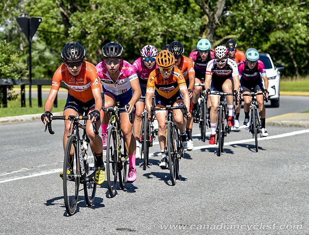 Sara Poidevin (Rally Cycling) leads the break