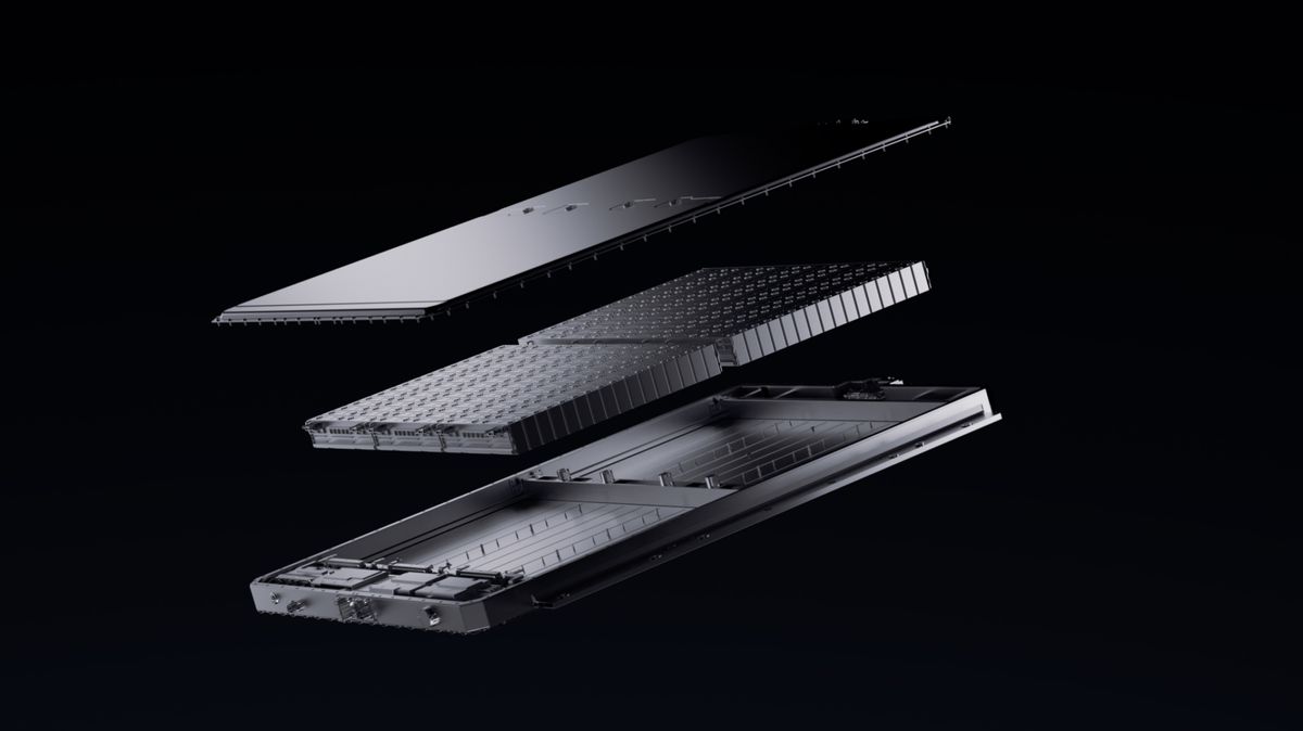 कालो पृष्ठभूमिमा CATL बाट नयाँ EV ब्याट्री देखाउने ग्राफिक