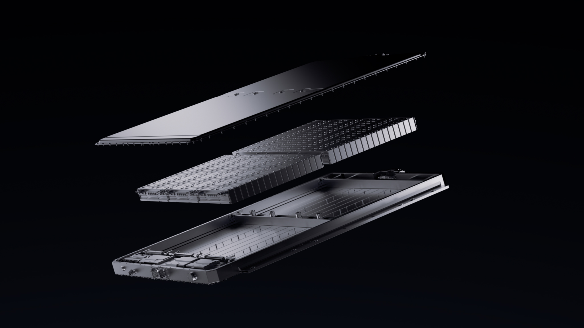 A graphic showing a new EV battery from CATL on a black background