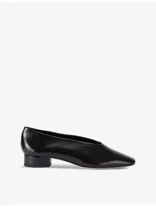 Delia Pointed-Toe Leather Heeled Courts