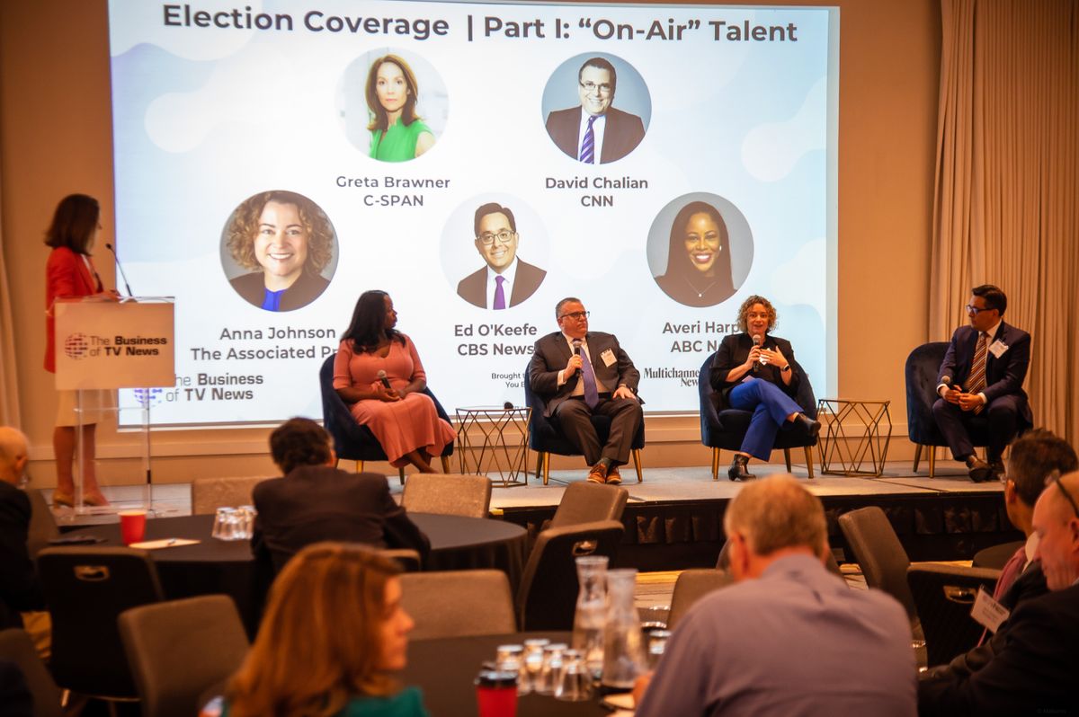 Panel led by C-SPAN including ABC, AP, CBS, CNN officials at The Business of TV News event on May 2. Photo by Marc Robert Jeanniton for Future B2B. 