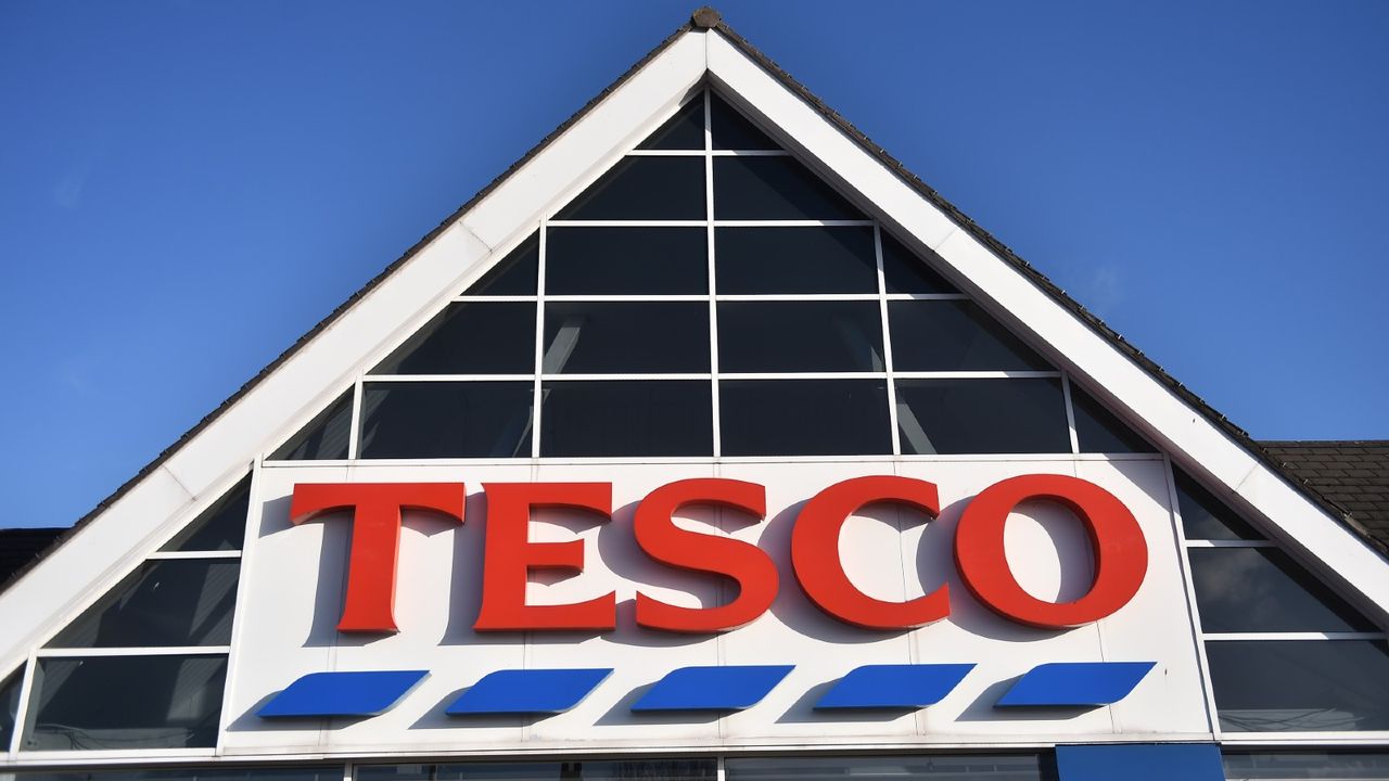 The shop front of supermarket chain Tesco is seen on November 22, 2020 in Uuttoxeter, England .