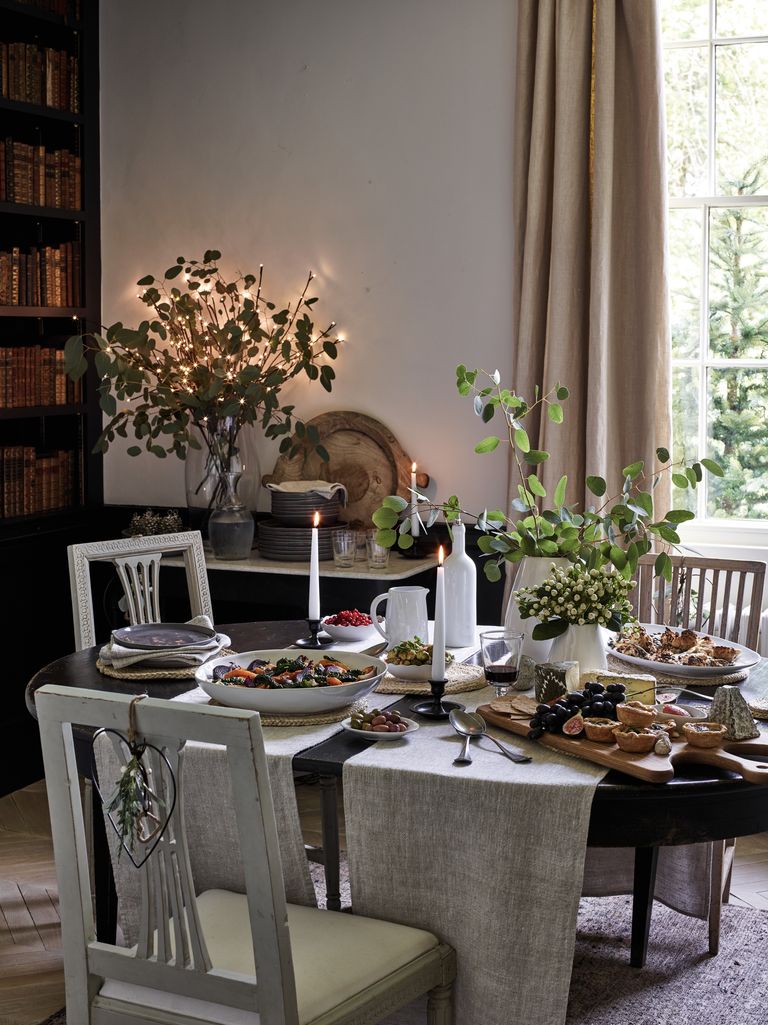 Christmas dining room and tablescape by The White Company