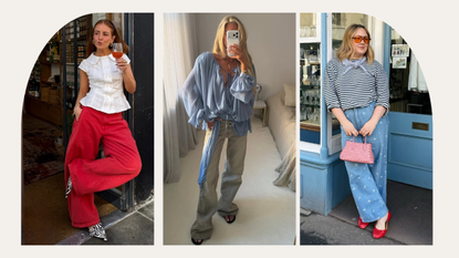 Influencers Charlotte Jacklin, Rebecca Ferraz Wyatt and Emili Sindlev wearing jeans and tops outfits.