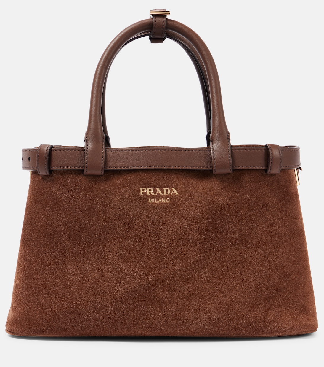 Prada Buckle Small Suede Tote Bag