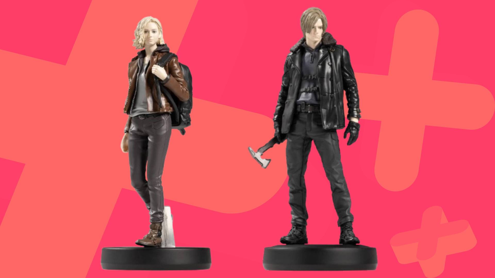 Image of the Resident Evil amiibo sitting on a pink GamesRadar+ background.