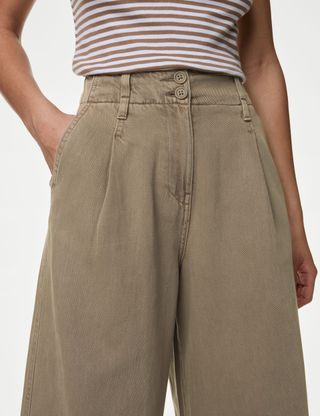 Lyocell™ Blend Pleated Wide Leg Trouser