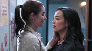 Jules Millin (Adelaide Kane) and Mika Yasuda (Midori Francis) are shown after sharing a kiss in the Season 21 premire of Grey's Anatomy.