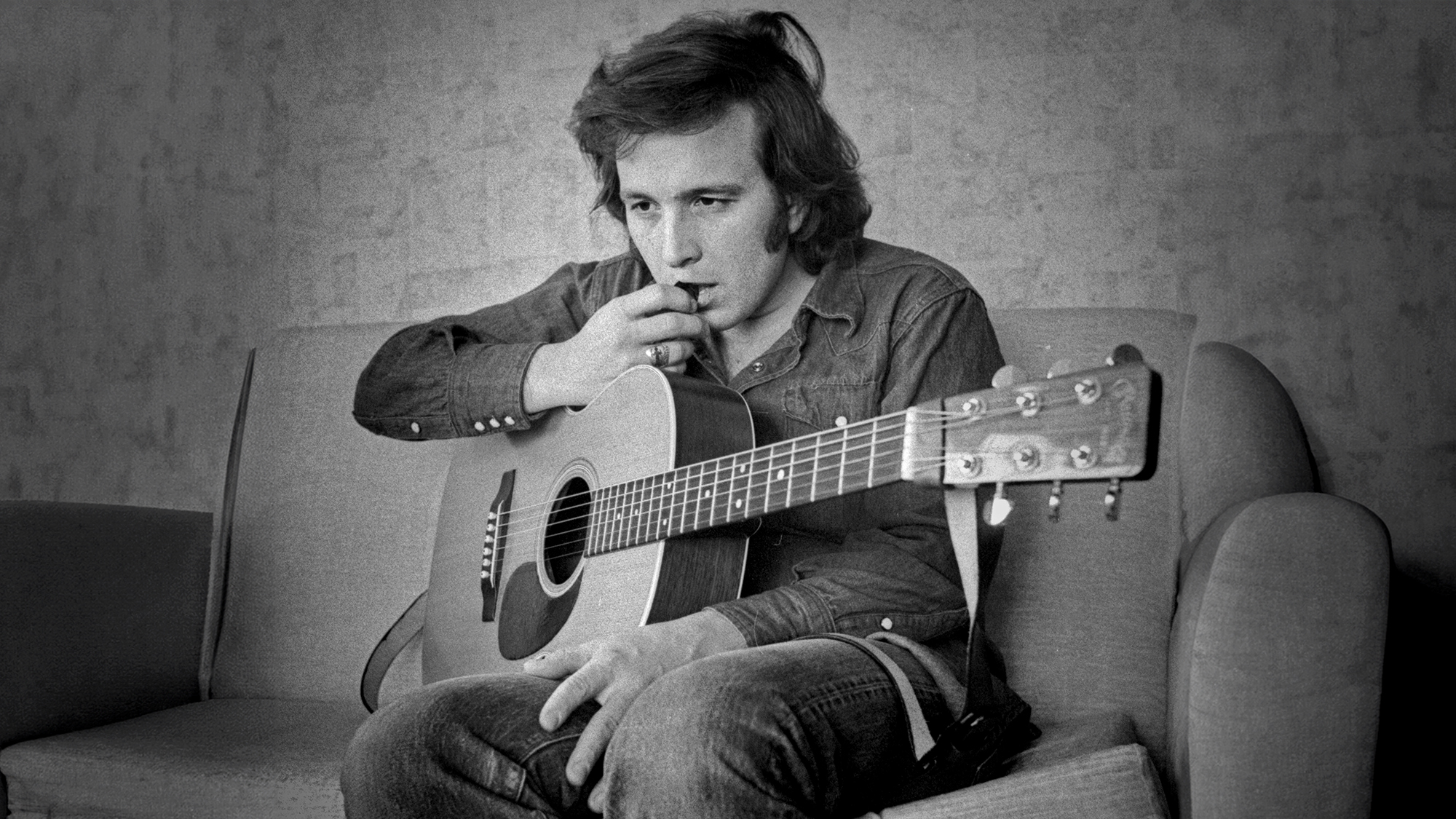 American singer-songwriter Don McLean during an interview, Amsterdam, Netherlands, 1975.