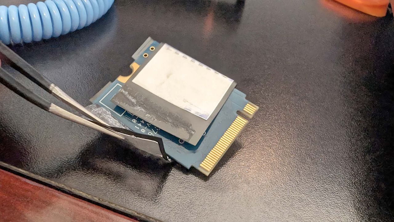 Upgrading Steam Deck SSD: Remove SSD shield from old SSD.