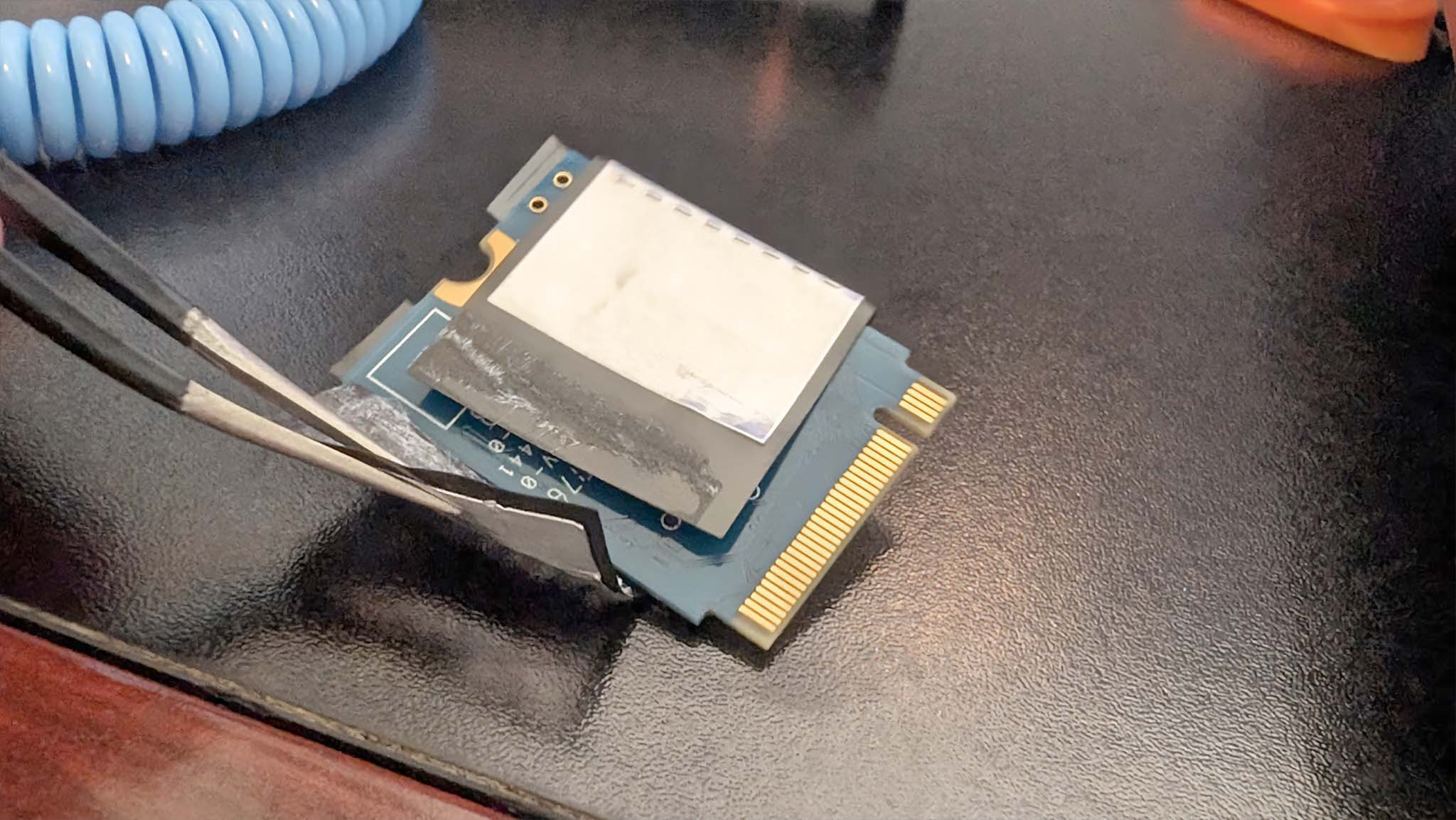 Upgrading Steam Deck SSD: Remove SSD shield from old SSD. 