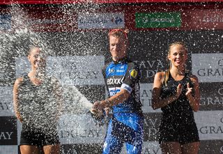 Gianna Meersman celebrates his stage 2 win