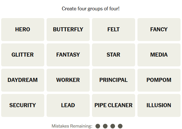 The New York Times Connections puzzle on December 18, 2025