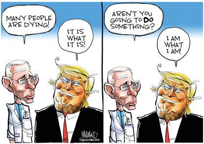 Political Cartoon U.S. Trump Fauci Coronavirus People Dying