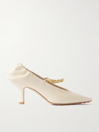 Melbourne Embellished Glossed Crinkled-Leather Pumps