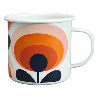 flower enamel designed orange mug