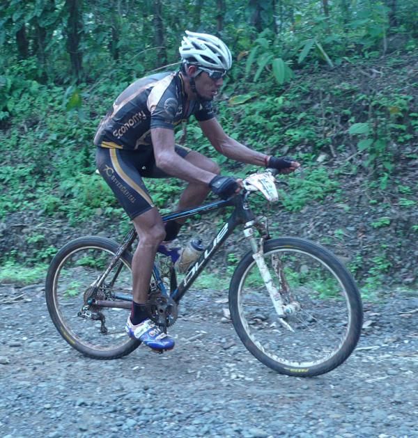 A rider concentrates on the climb.