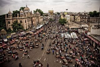 Roads in the city of Hyderabad, India.