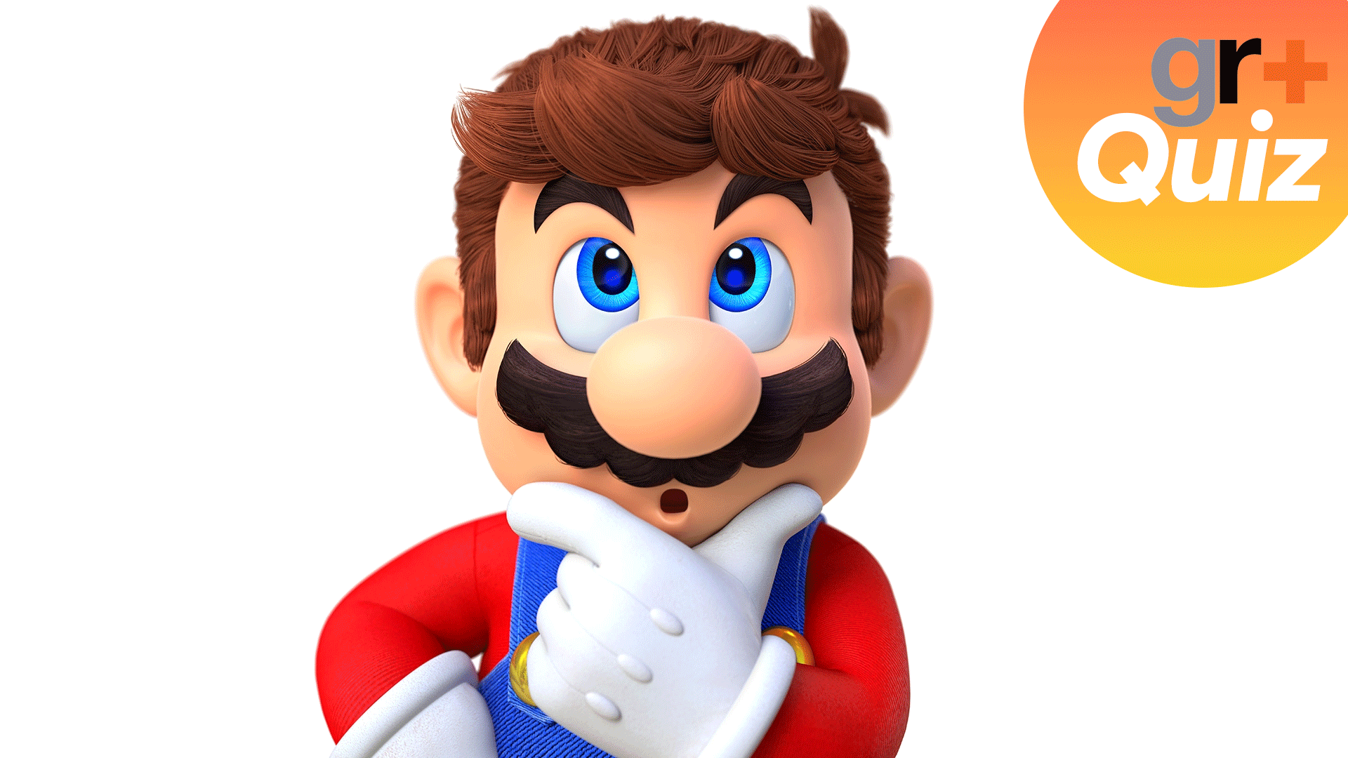Super Mario without his hat next to the GamesRadar+ quiz