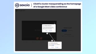 A fake Google Meet landing page used in a ClickFix hacking campaign