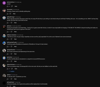 YouTube comments on leaked video showcasing internal development of AI-powered Aloy