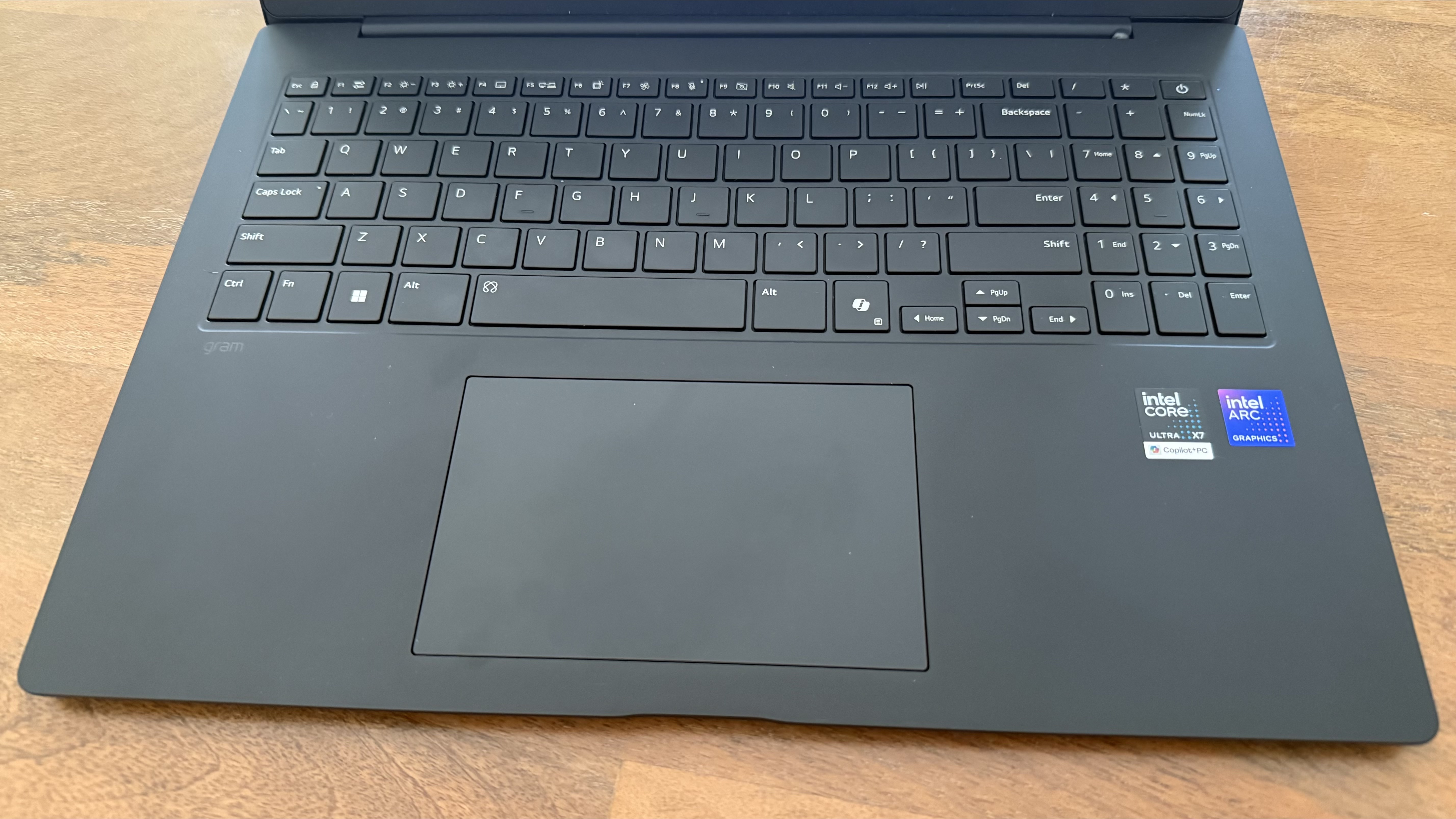 LG Gram Pro 16 keyboard and trackpad