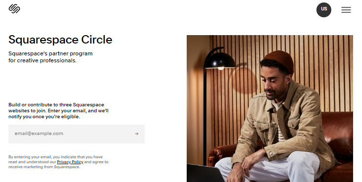 Screenshot of Squarespace Circle content 