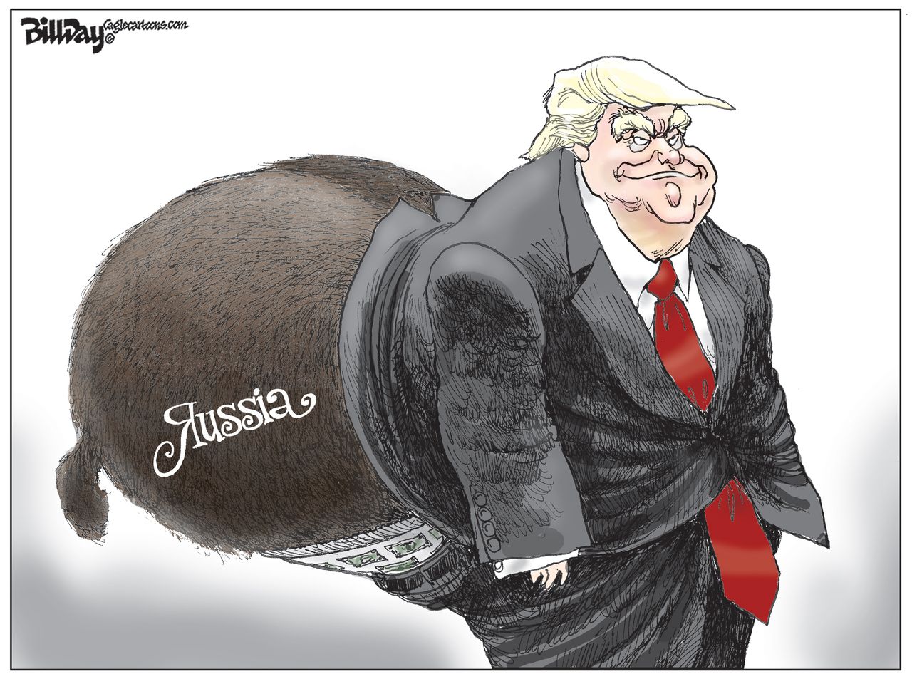 Political Cartoon U.S. Trump Russia Bear Secrets