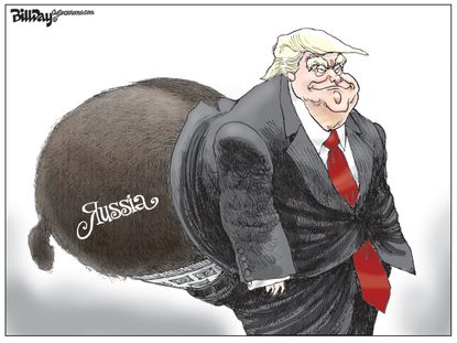 Political Cartoon U.S. Trump Russia Bear Secrets